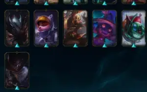 Ultimo elo: emeralda 1, 71% de Win rate 52 skins e 10 cromas