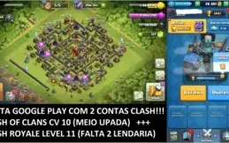CONTA GOOGLE PLAY CLASH OF CLANS CV 10 + CLASH ROYALE LV11