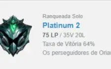 CONTA PLATINA 2 68% WINRATE - MMR SMURF - E-MAIL FULL ACESSO