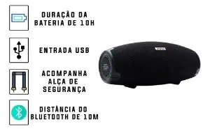 Caixa de Som Sabala DR-105 Bluetooth 10W 4400mah de bateria