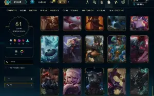 Unranked com 140 Champs e 61 Skins ( SUP / MID / ADC )