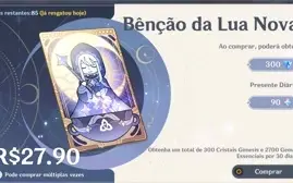 Conta Genshin AR57 Ganyu + Yoimiya + 8 t5 + 80+ dias benção