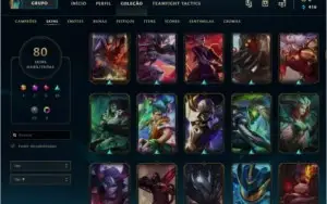 Conta League of Legends ex Gold 80 skins