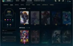 Conta League of Legends ex Gold 80 skins