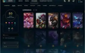 Conta League of Legends ex Gold 80 skins
