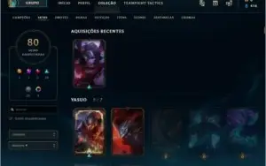 Conta League of Legends ex Gold 80 skins