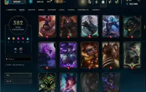 Unranked com TODOS os champs e 382 Skins + 9 Prestigios