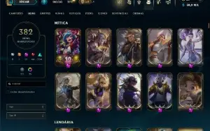 Unranked com TODOS os champs e 382 Skins + 9 Prestigios