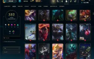 Unranked com TODOS os champs e 382 Skins + 9 Prestigios