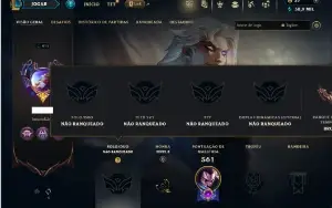 Unranked com TODOS os champs e 382 Skins + 9 Prestigios