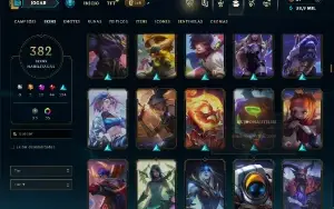 Unranked com TODOS os champs e 382 Skins + 9 Prestigios