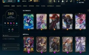 Unranked com TODOS os champs e 382 Skins + 9 Prestigios