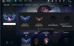 Conta diamante 4 com 28 Champs e 5 Skins + 5 Fragmentos