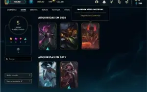 Conta diamante 4 com 28 Champs e 5 Skins + 5 Fragmentos