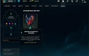 Conta diamante 4 com 28 Champs e 5 Skins + 5 Fragmentos