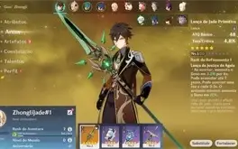 Conta Genshin Impact AR 7 com Zhongli e Lança de Jade