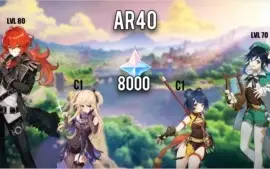 Conta Genshin Impact - AR40 - Diluc, Venti + 8000 Gemas