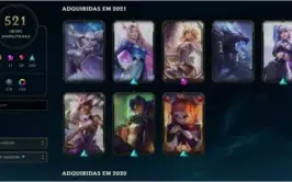 CONTA LOL 521 SKINS, LVL 303, TODOS CAMPEÕES.