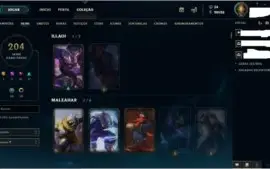 Conta no LOL, Platina com 204 skins + todos os champs