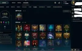 Conta no LOL, Platina com 204 skins + todos os champs