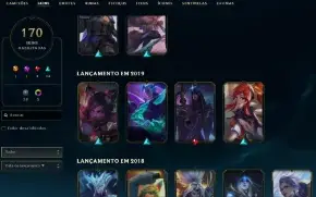 Unranked com TODOS os champs e 170 Skins + 5 Vitoriosas