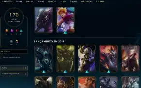 Unranked com TODOS os champs e 170 Skins + 5 Vitoriosas