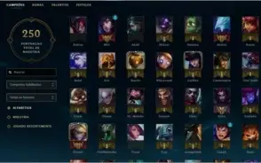 Conta Diamante; 107 Campeões; Skins raras.