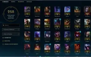 Conta Diamante; 107 Campeões; Skins raras.