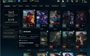 Conta Platina 1 com TODOS os champs e 128 Skins + 700k