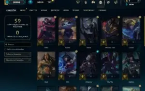 Ouro 2 com 30 Champs e 8 Skins + 50 Essencias Miticas