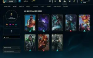 Ouro 2 com 30 Champs e 8 Skins + 50 Essencias Miticas