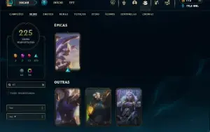 Platina 3 com TODOS os champs e 225 Skins ( ADC / MID )