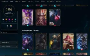 2798 Rp - 107 Skins - 70 Essencias Miticas - Fa Lol