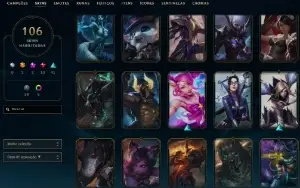 2798 Rp - 107 Skins - 70 Essencias Miticas - Fa Lol