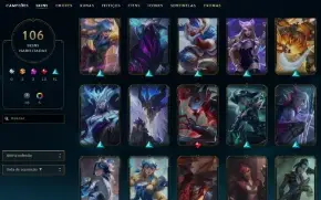 2798 Rp - 107 Skins - 70 Essencias Miticas - Fa Lol