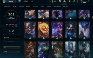 Platina 1 com TODOS os champs e 301 Skins ( MID / ADC / JG )
