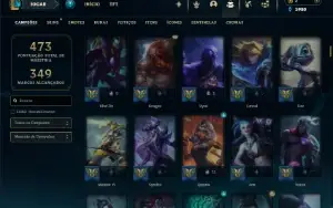 Platina 1 com TODOS os champs e 301 Skins ( MID / ADC / JG )