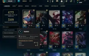 Platina 1 com TODOS os champs e 301 Skins ( MID / ADC / JG )