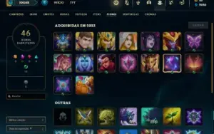Conta Platina 4 com 33 Champs e 12 Skins + 2 Fragmentos