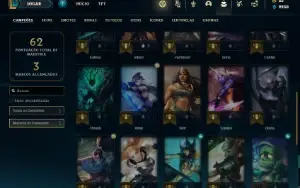Conta Platina 4 com 33 Champs e 12 Skins + 2 Fragmentos