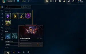 Conta Platina 4 com 33 Champs e 12 Skins + 2 Fragmentos