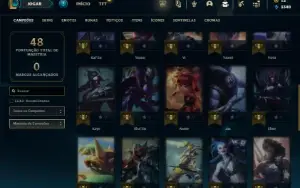 Platina 4 com 36 Champs e 17 Skins