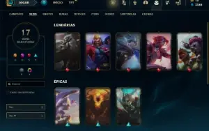 Platina 4 com 36 Champs e 17 Skins