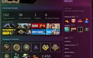 Conta Steam 17 anos nível 156 +150 jogos+medalhas raras cs