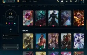 Conta prata 1 com 46 skins e 89 champs