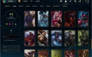 Conta prata 1 com 46 skins e 89 champs