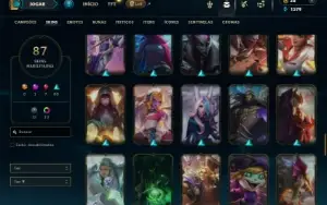 Prata 4 com 85 Champs e 87 Skins ( SUP / JG / MID )