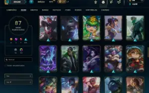 Prata 4 com 85 Champs e 87 Skins ( SUP / JG / MID )