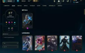 Prata 4 com 85 Champs e 87 Skins ( SUP / JG / MID )