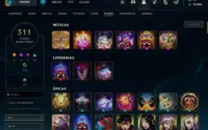 Conta diamante 4 75% WR  nivel 641 com 189 skins, 311 icones